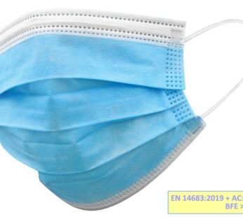 GISAFE 98% FILTERING SURGEON MASK 3 PLY type IIR with loops – adult – light blue – flowpack