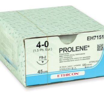 ETHICON PROLENE BLUE MONOFILAMENT SUTURES – gauge 4/0 needle 19 mm suture 75 cm