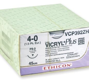 ETHICON VICRYL PLUS ABSORBABLE SUTURES – gauge 4/0 needle 19 mm – braided