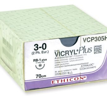 ETHICON VICRYL PLUS ABSORBABLE SUTURES – gauge 3/0 needle 17 mm – braided