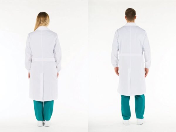 WHITE COAT - cotton - unisex press studs size 48 - Image 2