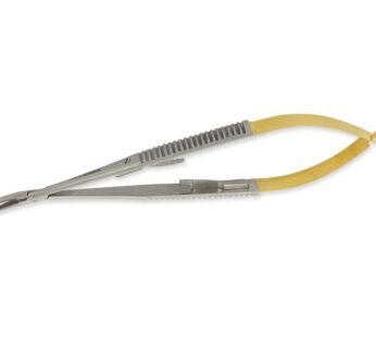 GOLD CASTROVIEJO NEEDLE HOLDER curved – 14 cm – rough tip