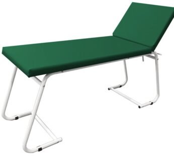 EXAMINATION COUCH – white painted, green mattress