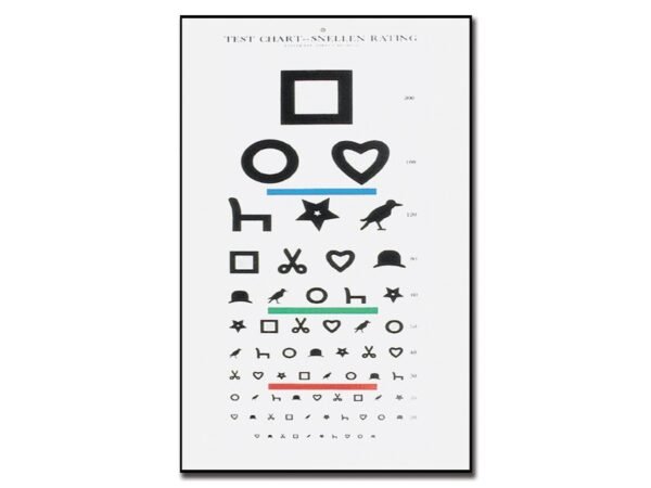 EWING ILLITERATE OPTOMETRIC CHART - 6 m - 28x56 cm