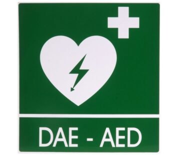 DAE-AED ALUMINIUM SIGN 29×36 cm for defibrillators