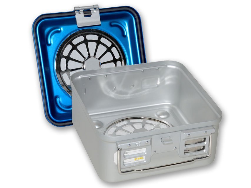 CONTAINER WITH FILTER small h 135 mm - blue - perforated - Image 2